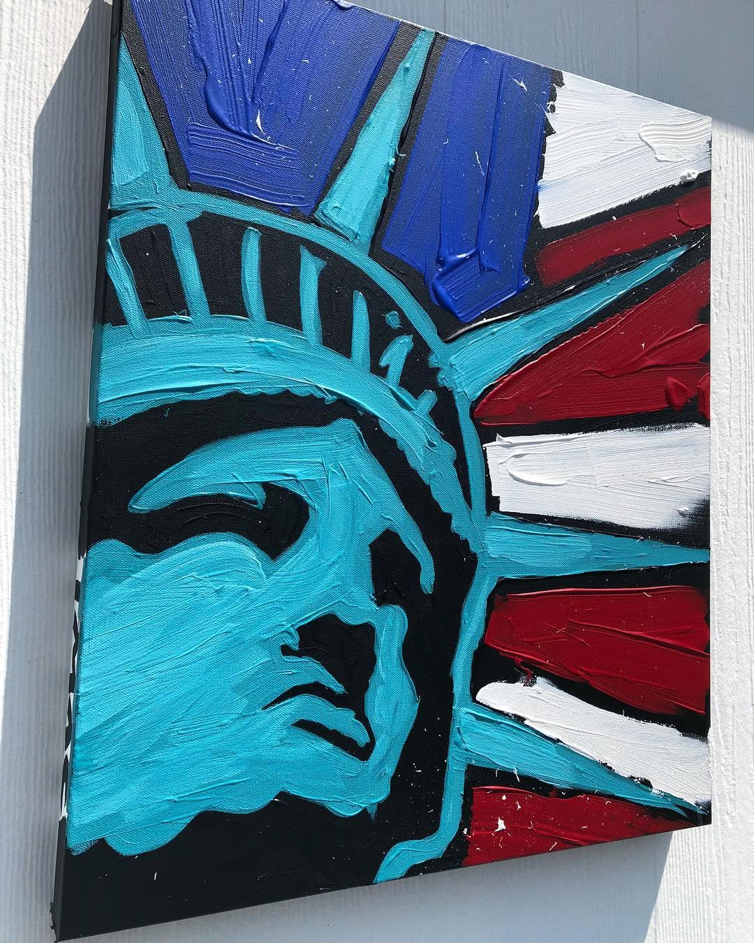 Liberty in Stars & Stripes — Acrylic on canvas by Tanya Mac